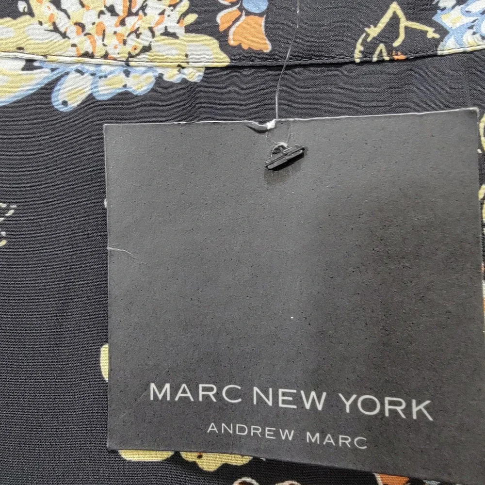 NEW Marc New York Andrew Marc Black Floral Ruffle Midi Skirt XL‎ Style M5MST283